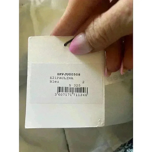 NWT Sandro Women's Blue Navy Logo Ruffle Paulina Mini Skirt Size Small 2 4 - Picture 10 of 16